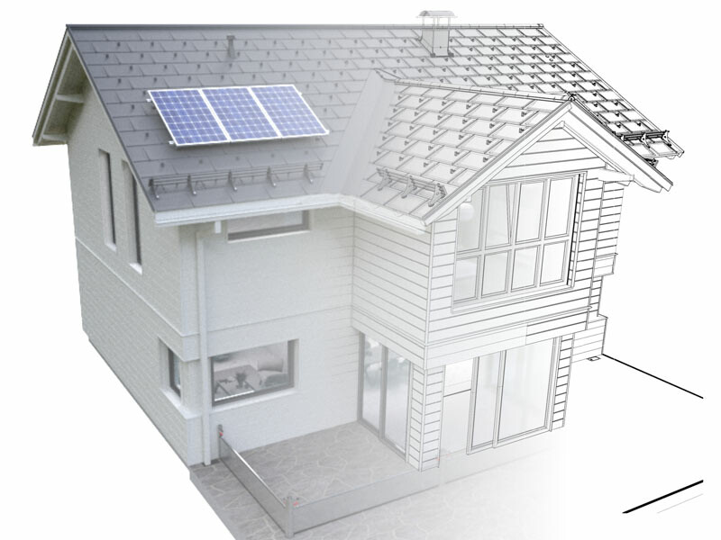 Egy ház modellje, 3D és BIM adatokkal, valamint textúrákkal ábrázolva