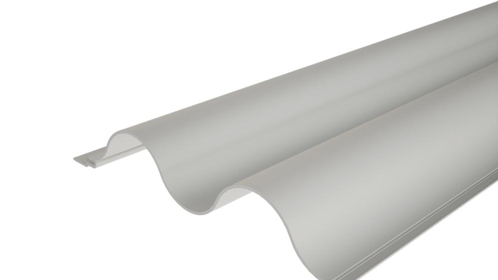 PREFA Profilhullám 34/100 extrudált profil hullámos felülettel, homlokzatkialakításhoz vagy erkélyburkolathoz.