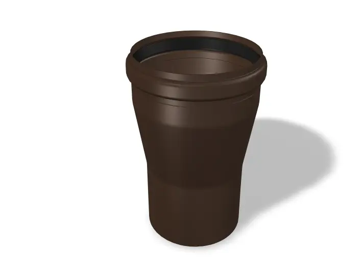 A PREFA csőátmenet, amely Ø 110/100 mm és Ø 125/120 mm méretben kapható, lehetővé teszi a különböző méretű csővezetékek zökkenőmentes átmenetét a tetővízelvezető és homlokzati rendszerekben.