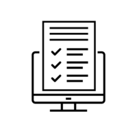 Clipart egy képernyővel, amelyen egy ellenőrzőlista, illetve egy űrlap látható