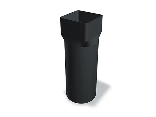 A PREFA 100-as négyzetes csőcső, amely 100 Ø 98 mm és 100 Ø 115 mm méretben kapható, lehetővé teszi a négyzetes csövek biztonságos összekapcsolását tetővízelvezető rendszerekben. Ez a csőcső stabil és tartós tömítést biztosít.