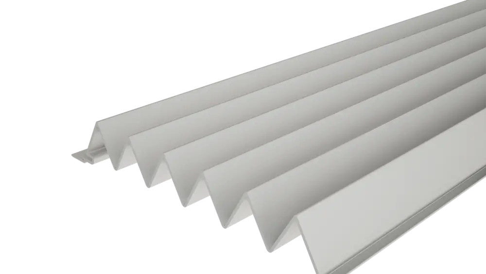 PREFA Fogazott 29/33 extrudált profil fogazott felülettel, homlokzatkialakításhoz vagy erkélyburkolathoz.