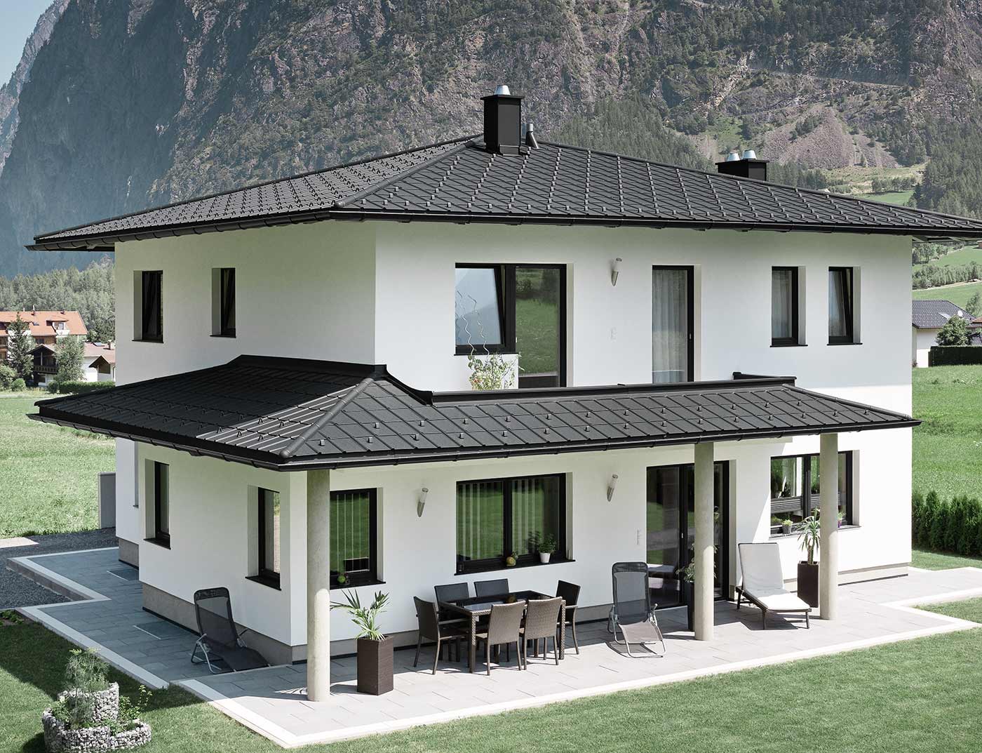 Referencia épületek PREFA Tetőfedési rendszerek Classic elem 03 P.10 fekete